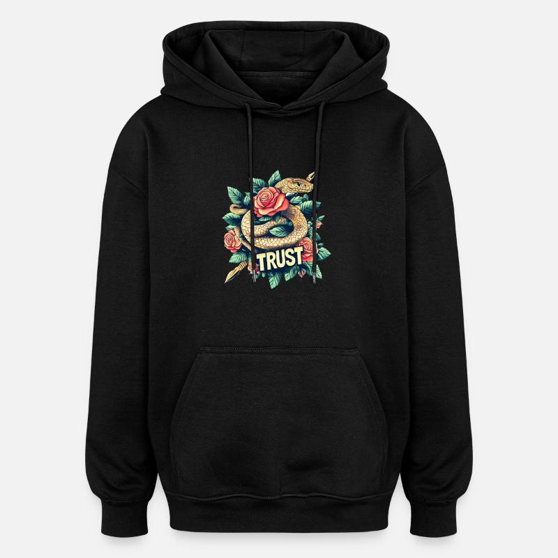 Confiance – Snake & Roses. - Sweat à capuche oversize unisexe - noir