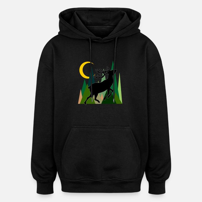 Hirsch - Oversized Unisex Hoodie - Schwarz