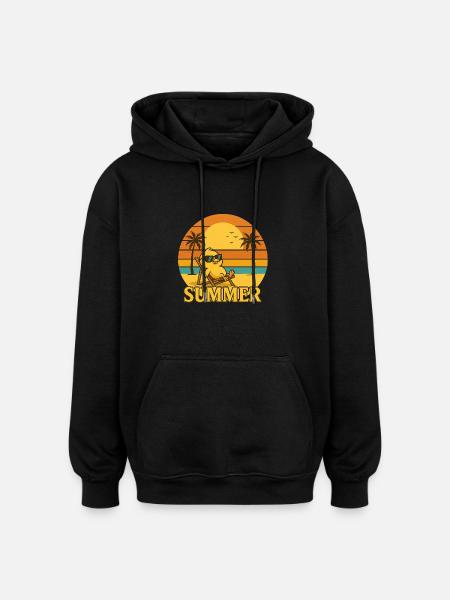 "Retro Sunset & Sunglass Chick" - Oversized Unisex Hoodie - black