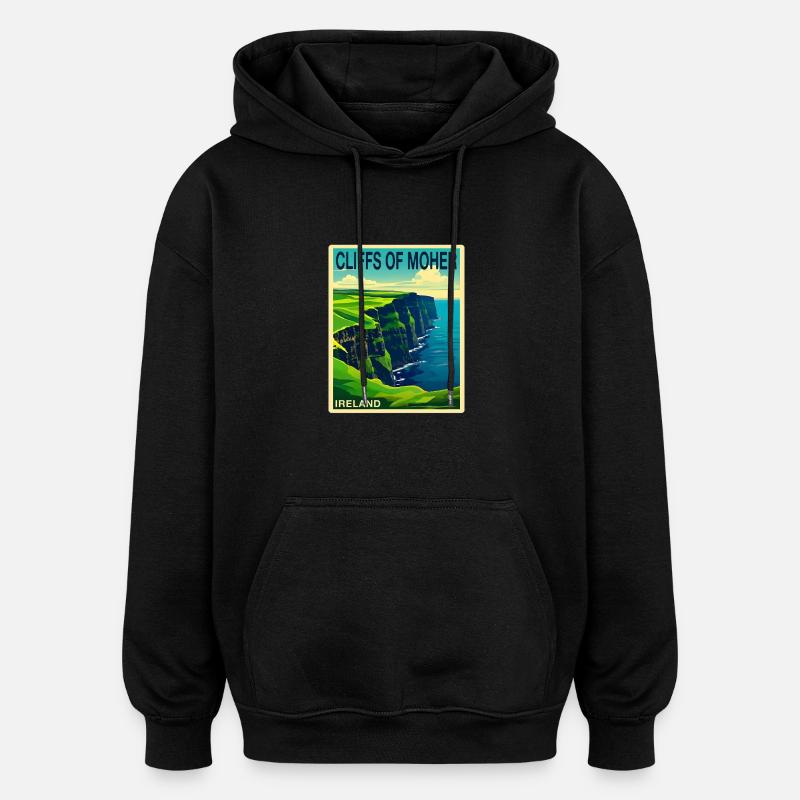 falaises de moher Irlande - Sweat à capuche oversize unisexe - noir