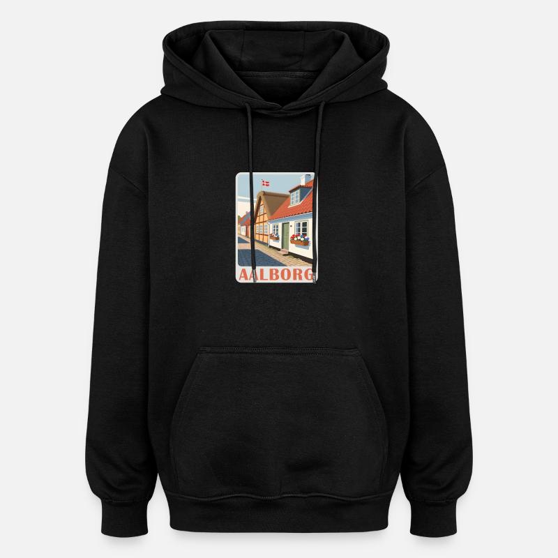 Aalborg, Danemark - Sweat à capuche oversize unisexe - noir