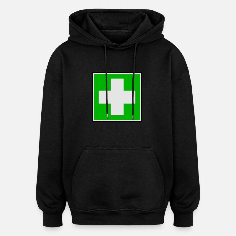 Première Croix de l'aide - Sweat à capuche oversize unisexe - noir