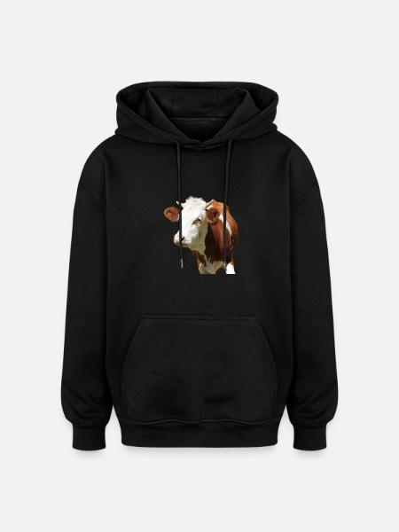 Cow - Oversized Unisex Hoodie - black