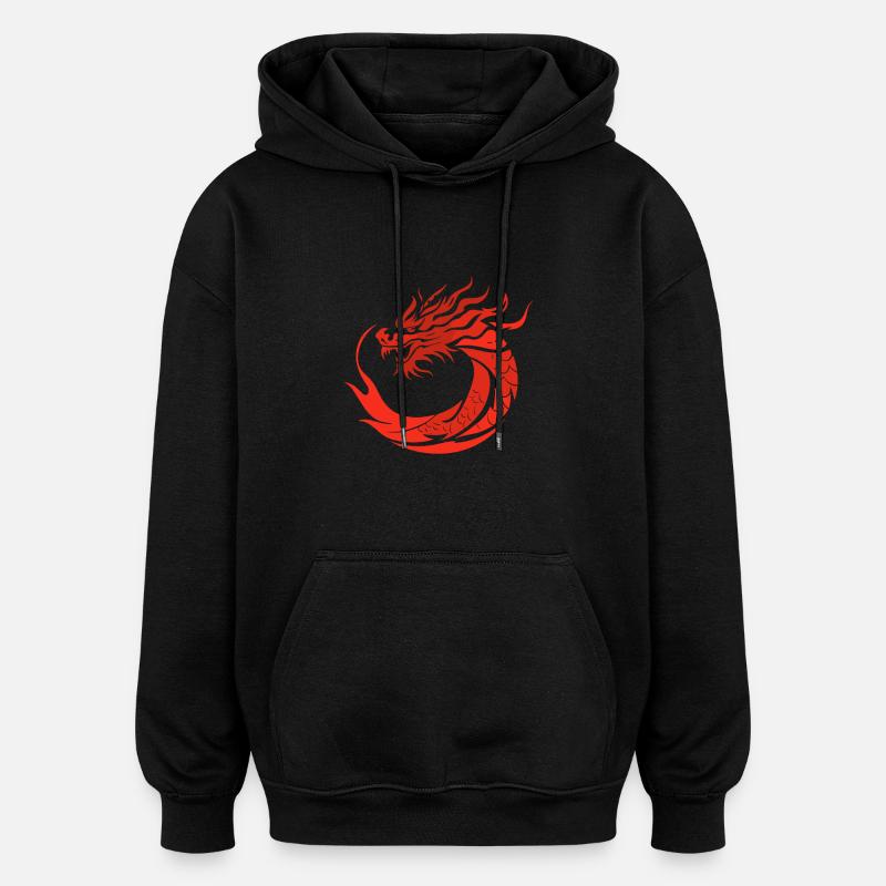 Dragon Rouge à la japonaise - Sweat à capuche oversize unisexe - noir
