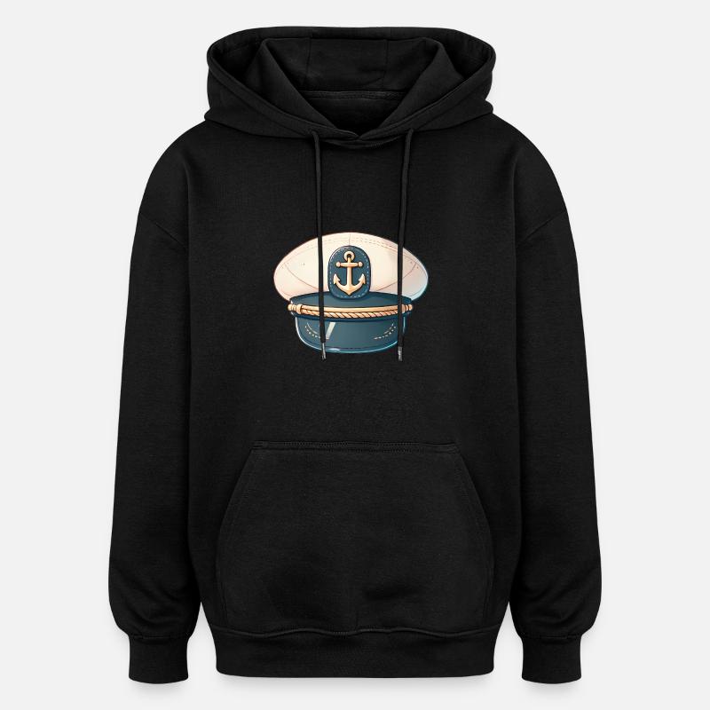 Classic Captains Hat Illustration - Oversized Unisex Hoodie - black