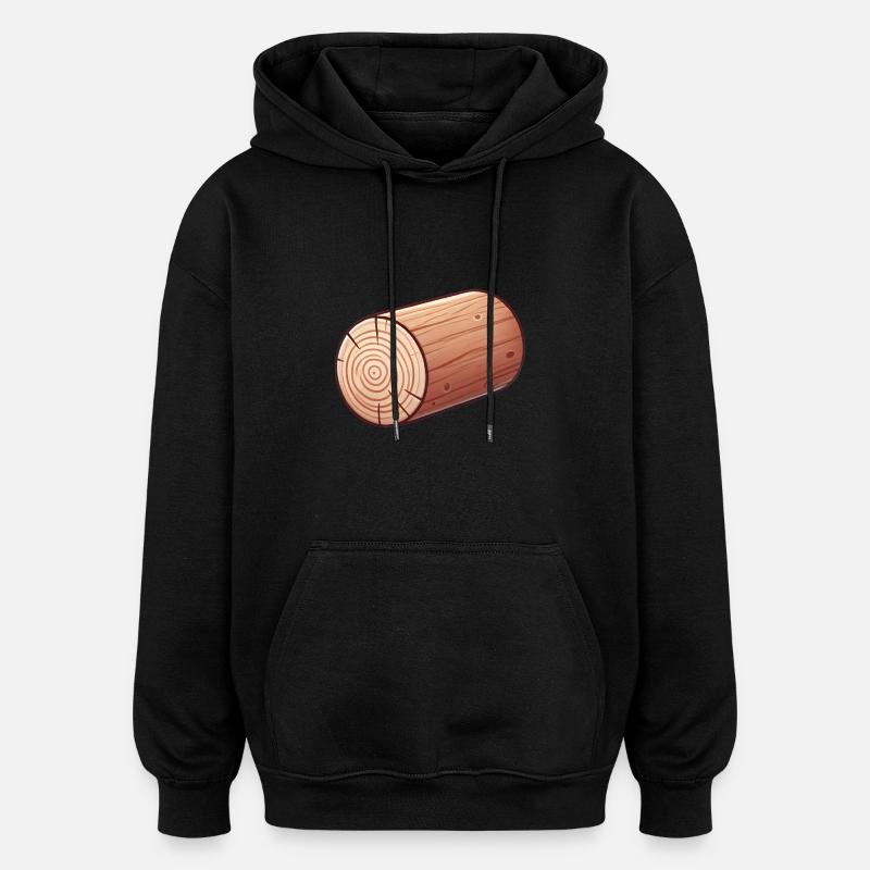 Rustic Wooden Log Illustration - Oversized Unisex Hoodie - black