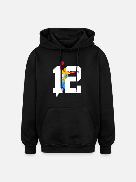 NUMBER 12 BASKETBALL 12TH BIRTHDAY - Oversized Unisex Hoodie - black