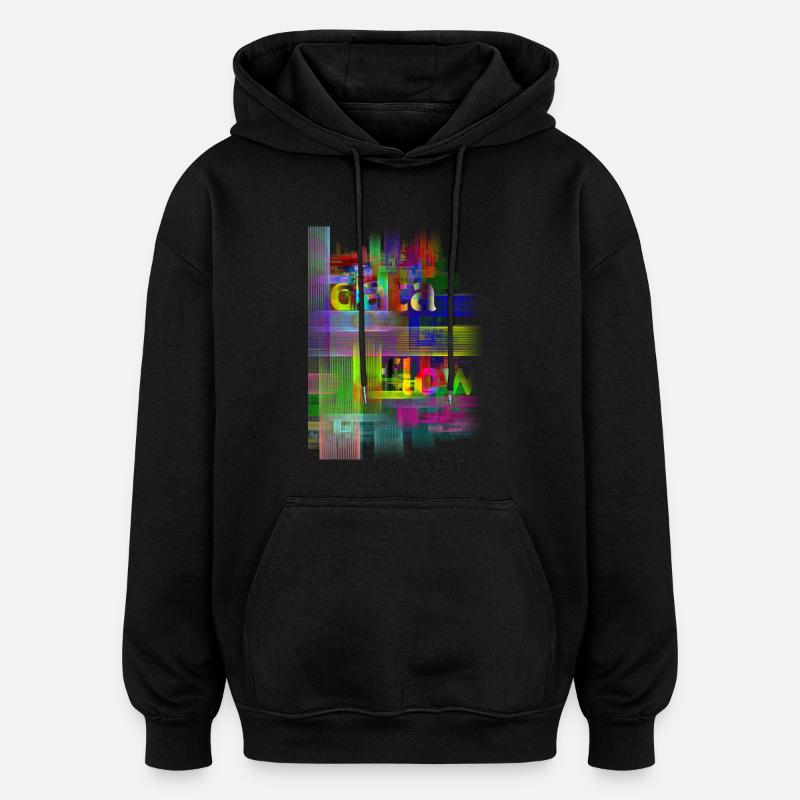 DATA FLOW - Oversized Unisex Hoodie - black