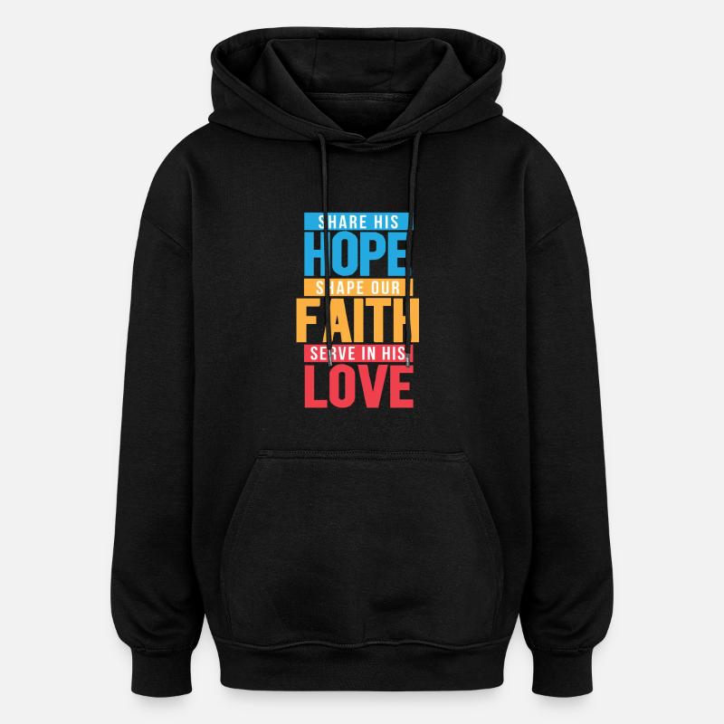 Liebe Gott - Oversized Unisex Hoodie - Schwarz