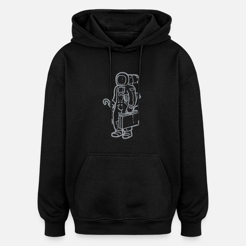 Spaceman in silver 2 - Oversized Unisex Hoodie - black