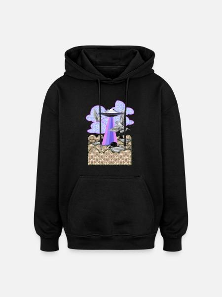 Flamingo - Oversized Unisex Hoodie - black