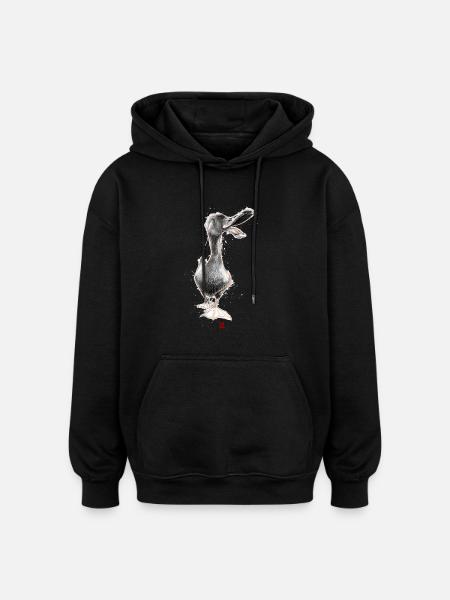 Sketchy Canard - Sweat à capuche oversize unisexe - noir