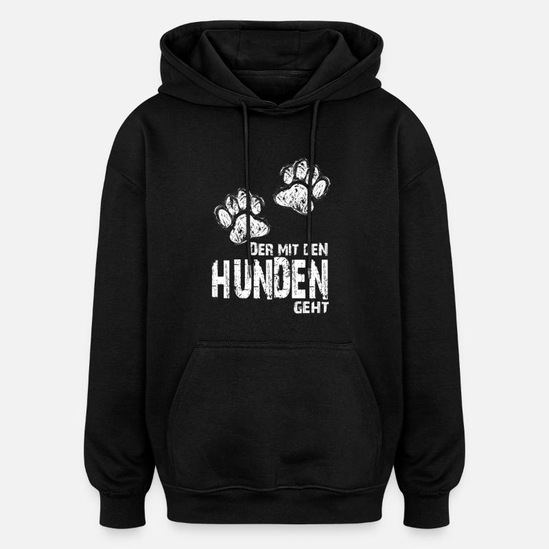 Chiens va - Pattes - Sweat à capuche oversize unisexe - noir
