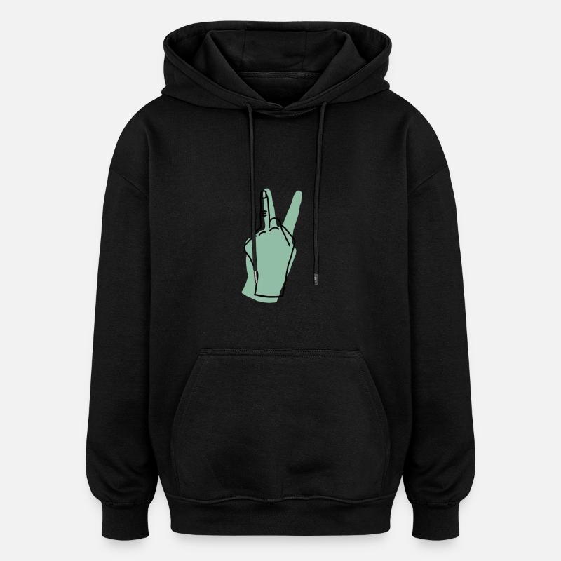 paix main verte - Sweat à capuche oversize unisexe - noir
