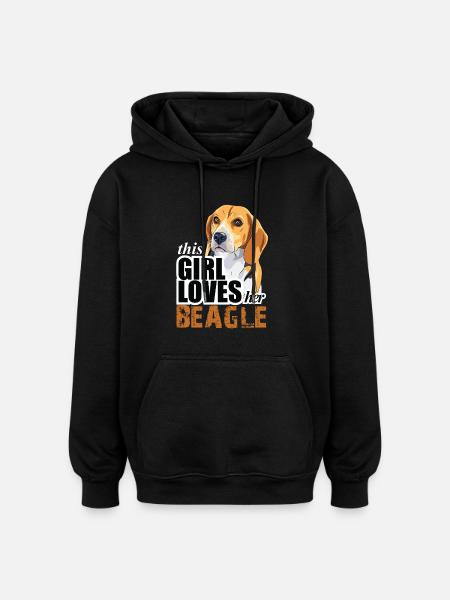 thIs gIrl loves her beagle - Oversized Unisex Hoodie - black