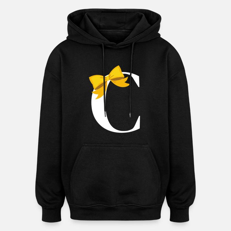 Lettre c nœud jaune - Sweat à capuche oversize unisexe - noir