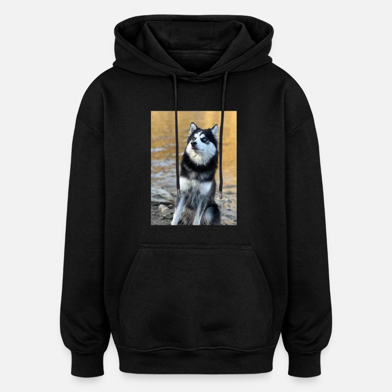Husky - Oversized Unisex Hoodie - Schwarz