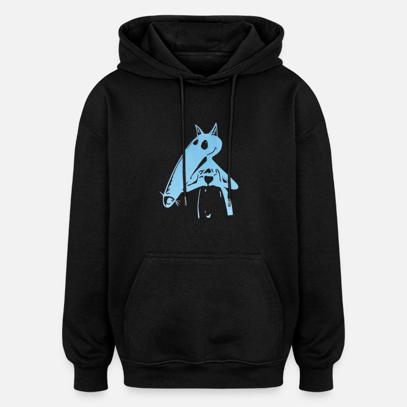 CHIEN DESSIN ANIME - Sweat à capuche oversize unisexe - noir