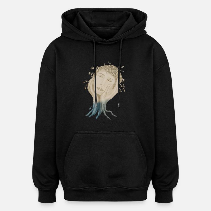TREE FACE - Oversized Unisex Hoodie - black