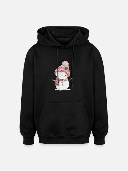 Cheerful snowman - Oversized Unisex Hoodie - black