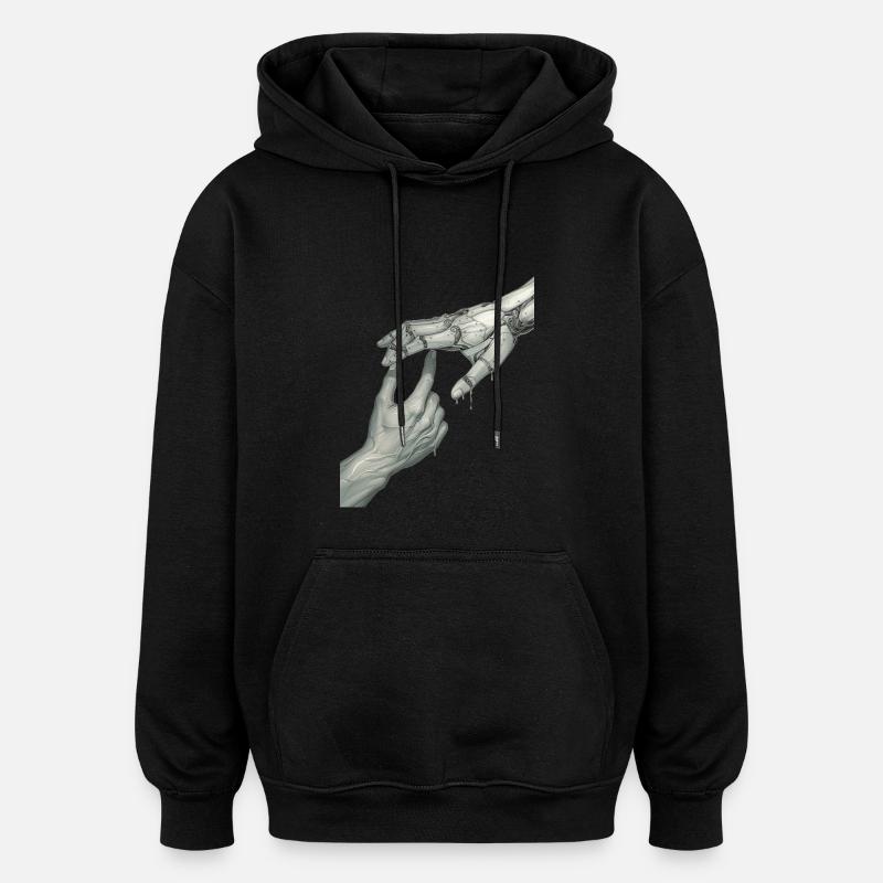 Mains - Sweat à capuche oversize unisexe - noir