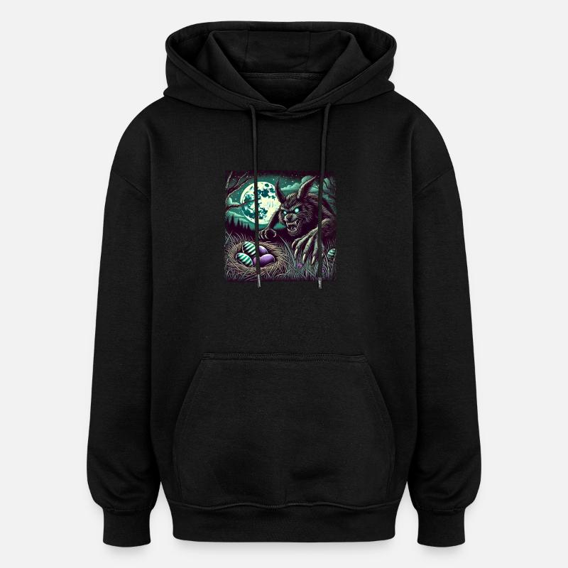 Creepy Werewolf Easter Bunny Nightmare - Oversized Unisex Hoodie - black