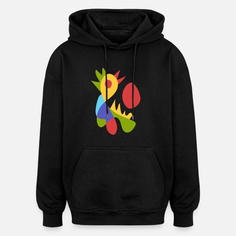 morning chicken bold abstract - Oversized Unisex Hoodie - black