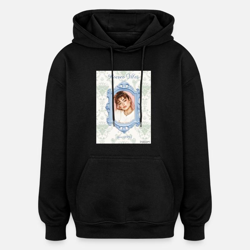 Cadre photo bleu clair - Sweat à capuche oversize unisexe - noir