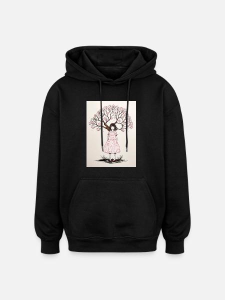 Petal Kissed Memories - Oversized Unisex Hoodie - black