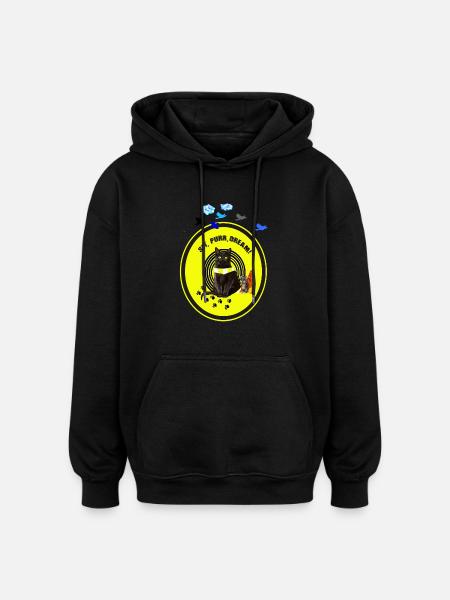Dreamy Black Cat with Cyber Lemon Bandana - Oversized Unisex Hoodie - black