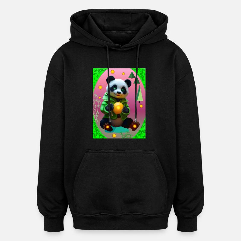 Futuristischer Panda - Oversized Unisex Hoodie - Schwarz