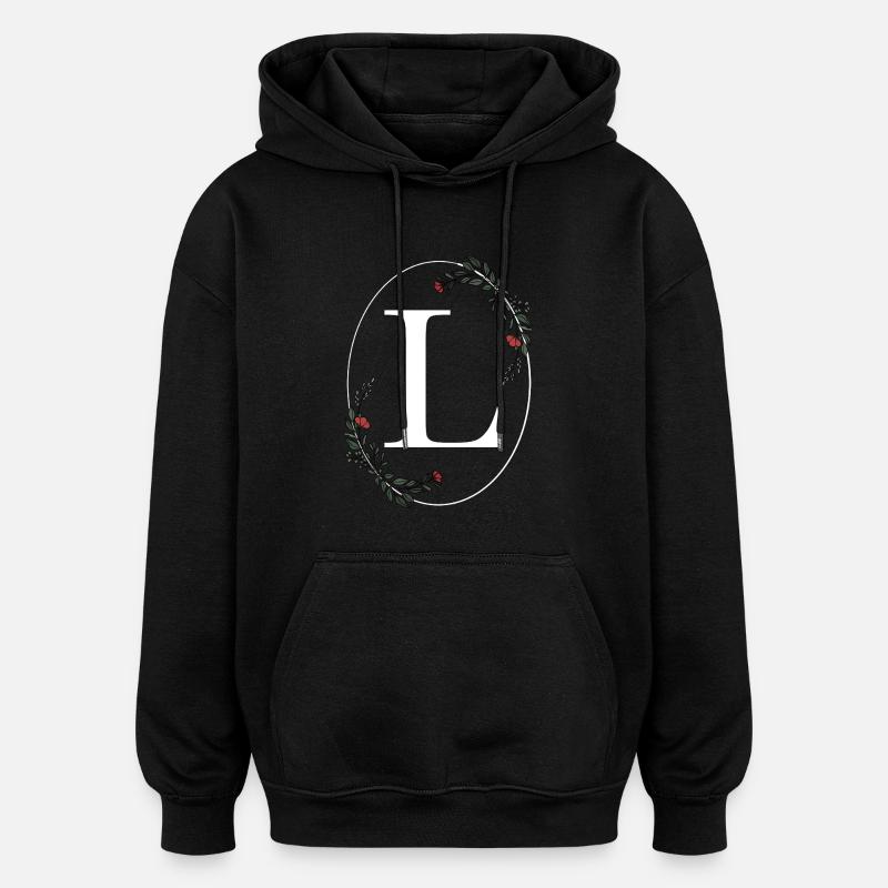 Buchstabe L - Oversized Unisex Hoodie - Schwarz