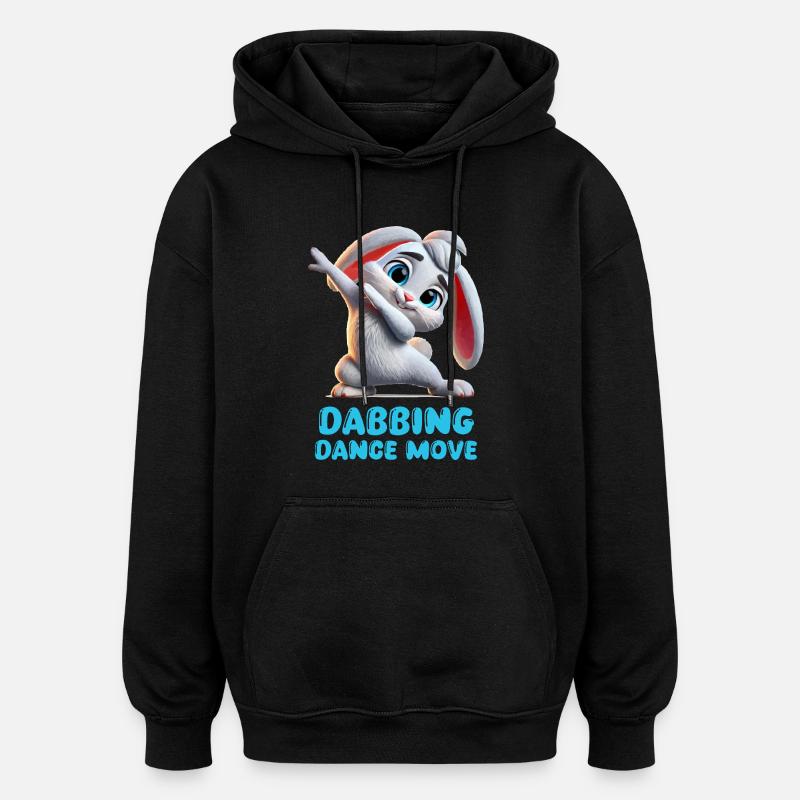 Rabbit Dabbing - Oversized Unisex Hoodie - black