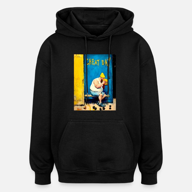 « Cheat Day » de van Gogh - Sweat à capuche oversize unisexe - noir
