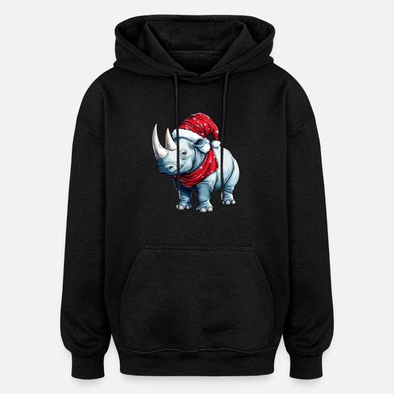 Noël des rhinocéros - Sweat à capuche oversize unisexe - noir