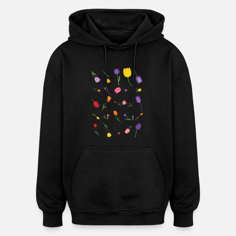 Frühling - Oversized Unisex Hoodie - Schwarz