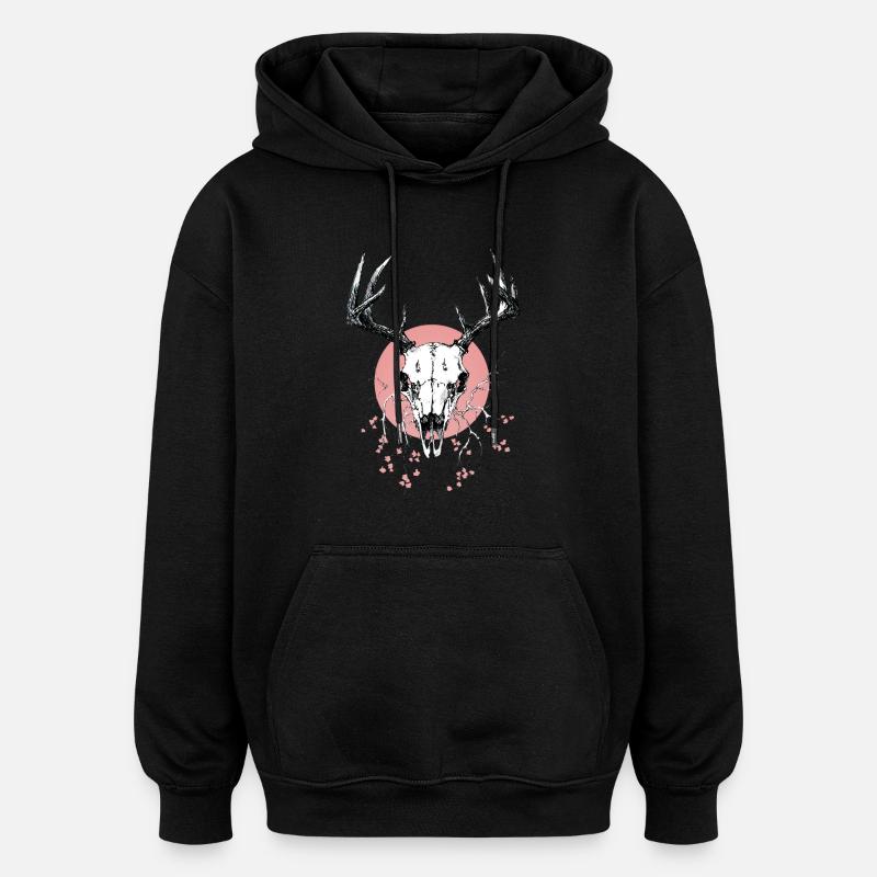 Hirschschädel (pink) - Oversized Unisex Hoodie - Schwarz