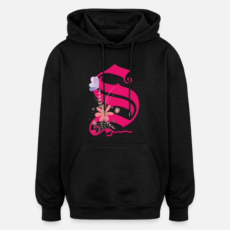 Buchstabe S - Oversized Unisex Hoodie - Schwarz