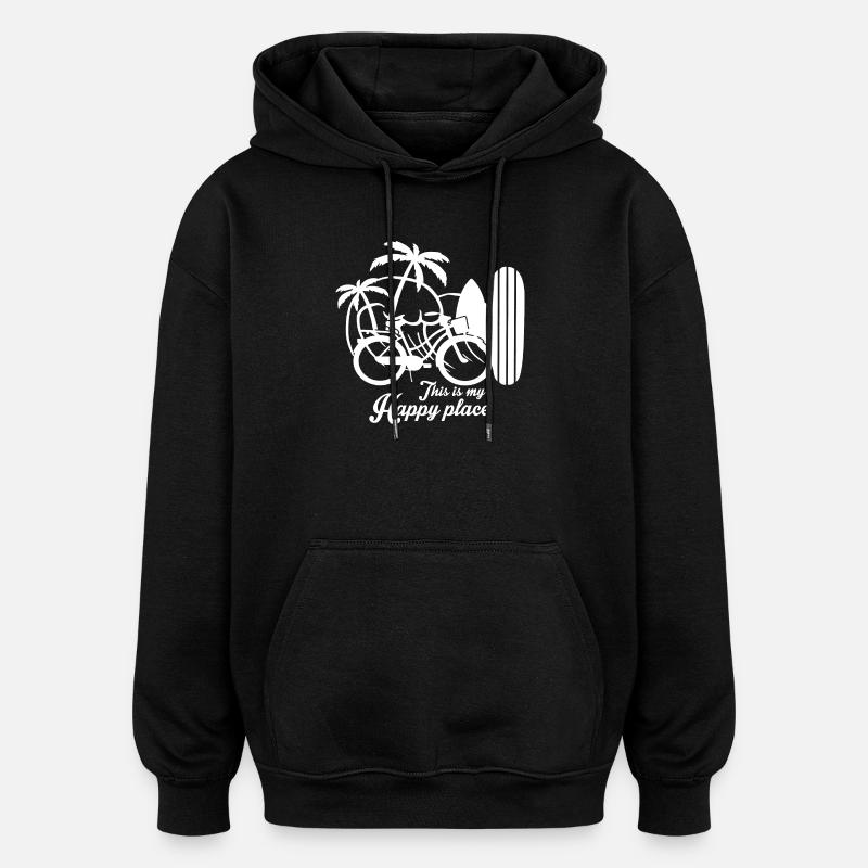 C’est mon endroit heureux - Sweat à capuche oversize unisexe - noir