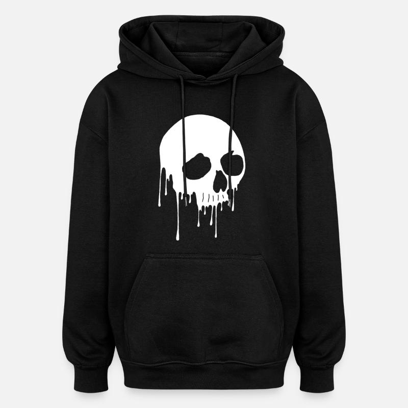 White skull and graffiti - Oversized Unisex Hoodie - black
