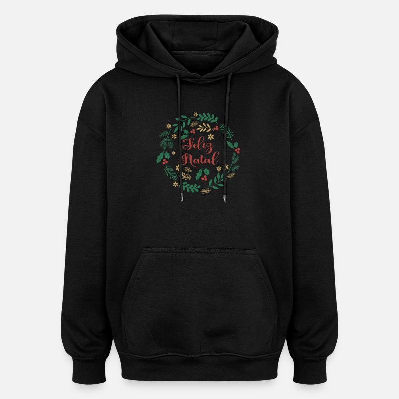Feliz Natal Joyeux Noël Joyeux Noël - Sweat à capuche oversize unisexe - noir