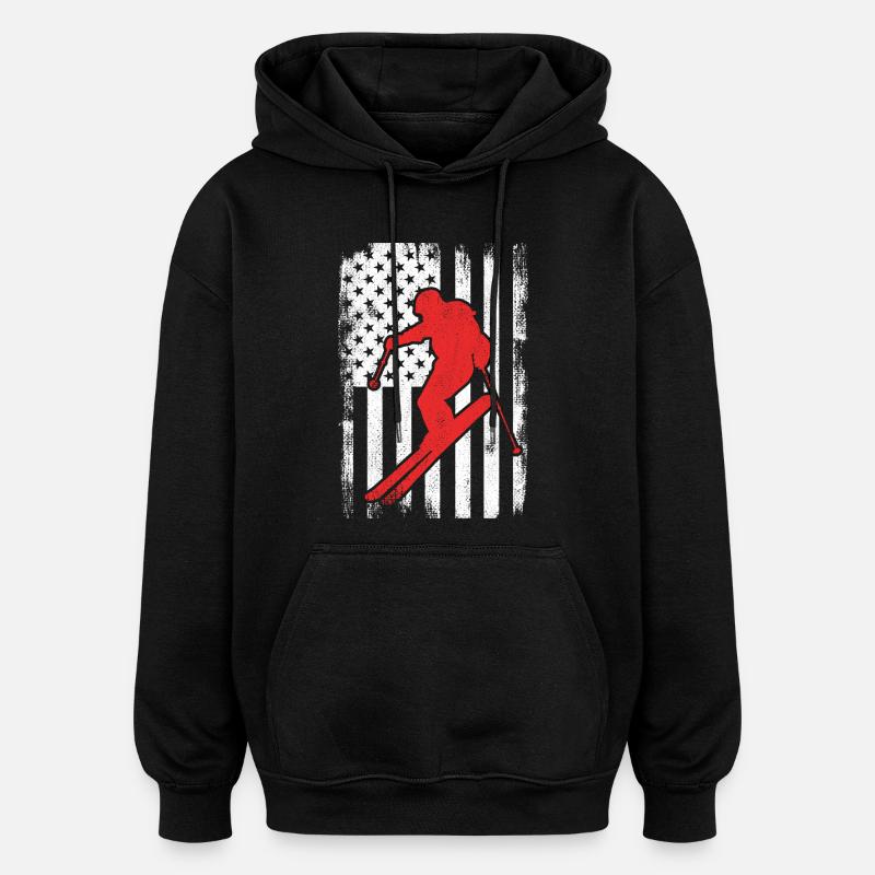 4 juillet Ski USA - Sweat à capuche oversize unisexe - noir