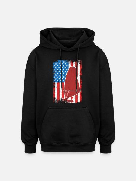USA Patriotischer Windsurfer - Oversized Unisex Hoodie - Schwarz
