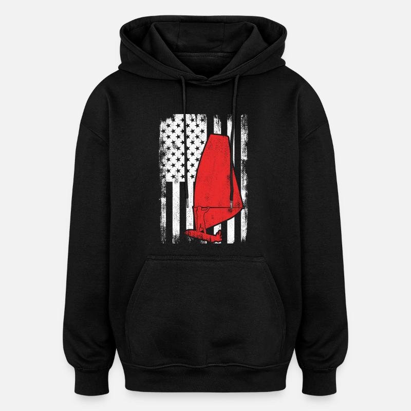 Planche à voile USA Flag - Sweat à capuche oversize unisexe - noir
