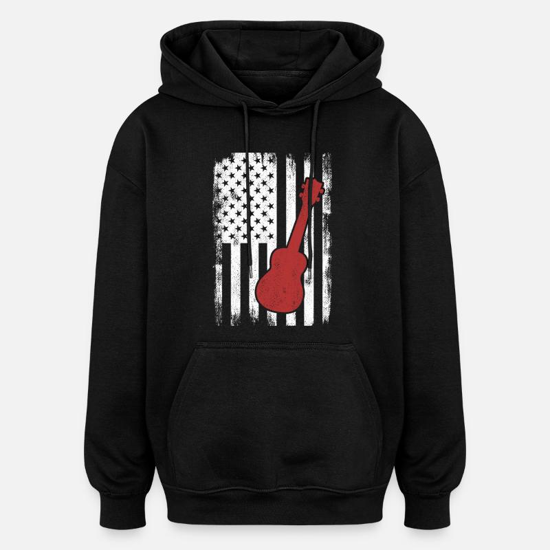 Joueurs de ukulélé américains - Sweat à capuche oversize unisexe - noir