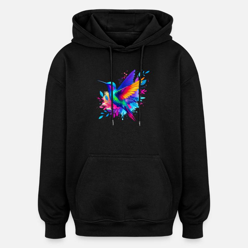 Kolibri - Oversized Unisex Hoodie - Schwarz