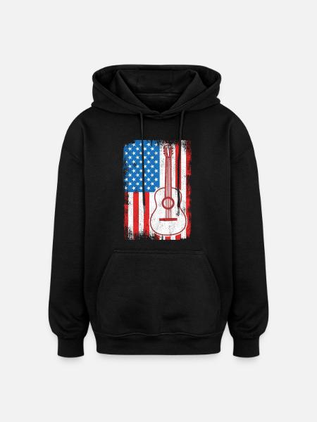 U.S. Flag Guitarist - Oversized Unisex Hoodie - black