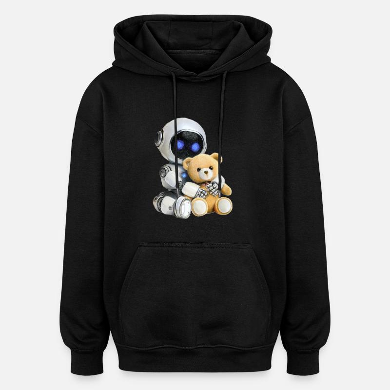 Robot Teddy - Oversized Unisex Hoodie - black
