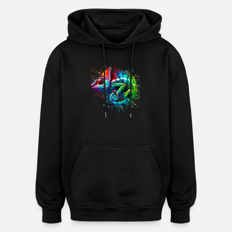 Caméléon - Sweat à capuche oversize unisexe - noir