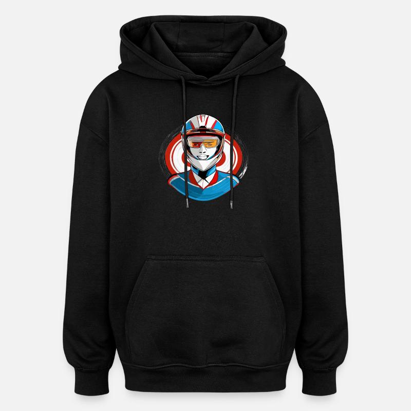Rennfahrer mit Helm - Oversized Unisex Hoodie - Schwarz